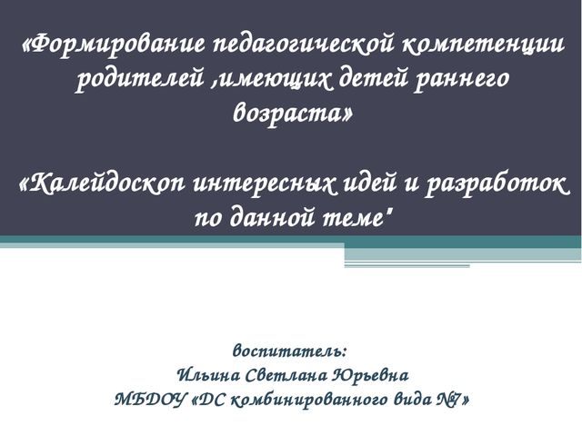 «Калейдоскоп интересных идей и разработок по данной теме»