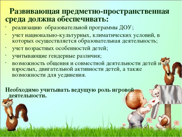 Развивающая предметно-пространственная среда в группе ДОУ