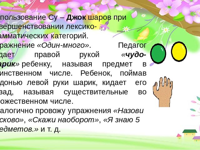 Презентация по ЗОЖ на тему "Су - Джок терапия при коррекции речевых нарушений у детей"