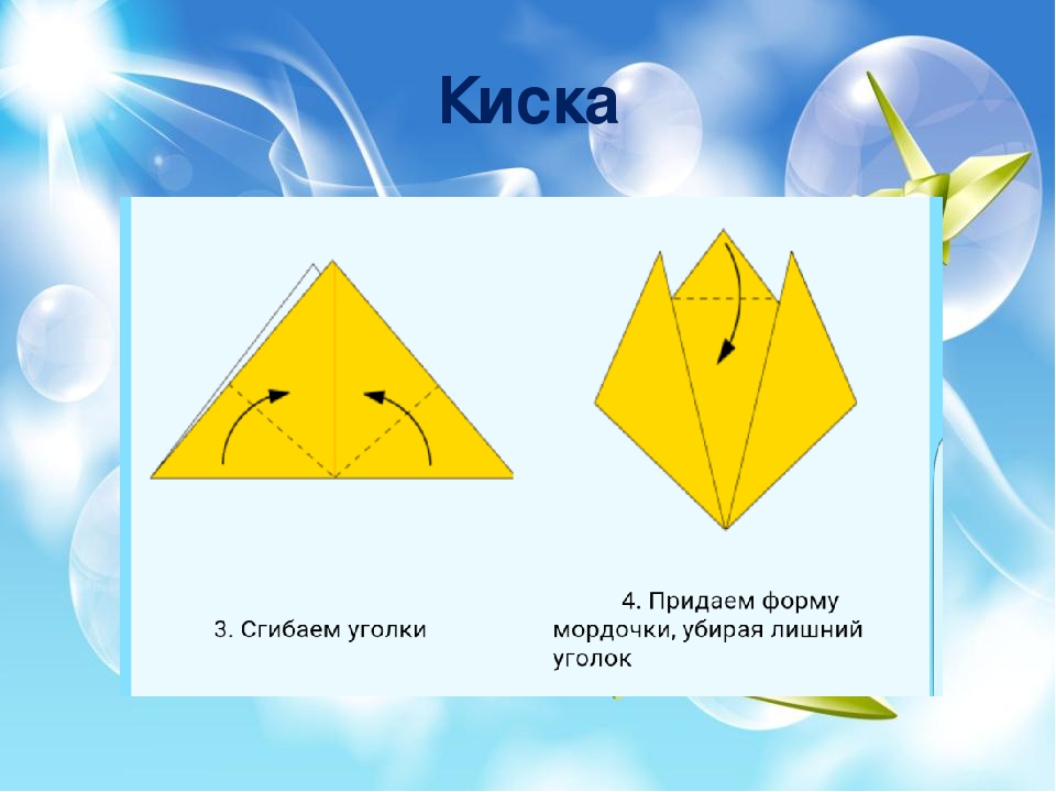 Презинтация по оригами "Пошаговая схема- Киска"