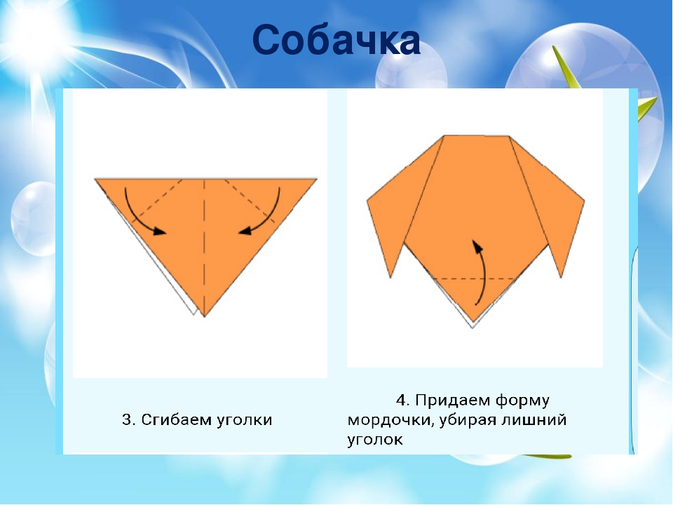 Презинтация по оригами "Пошаговая схема- Собачка"