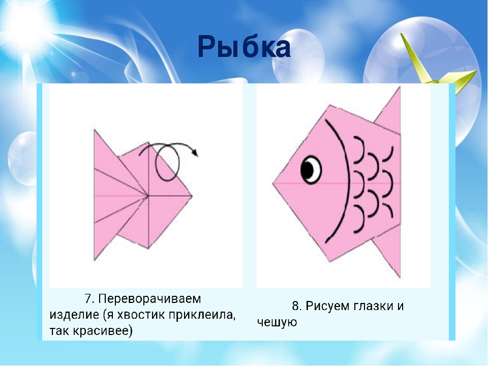 Презинтация по оригами "Пошаговая схема- Рыбка"