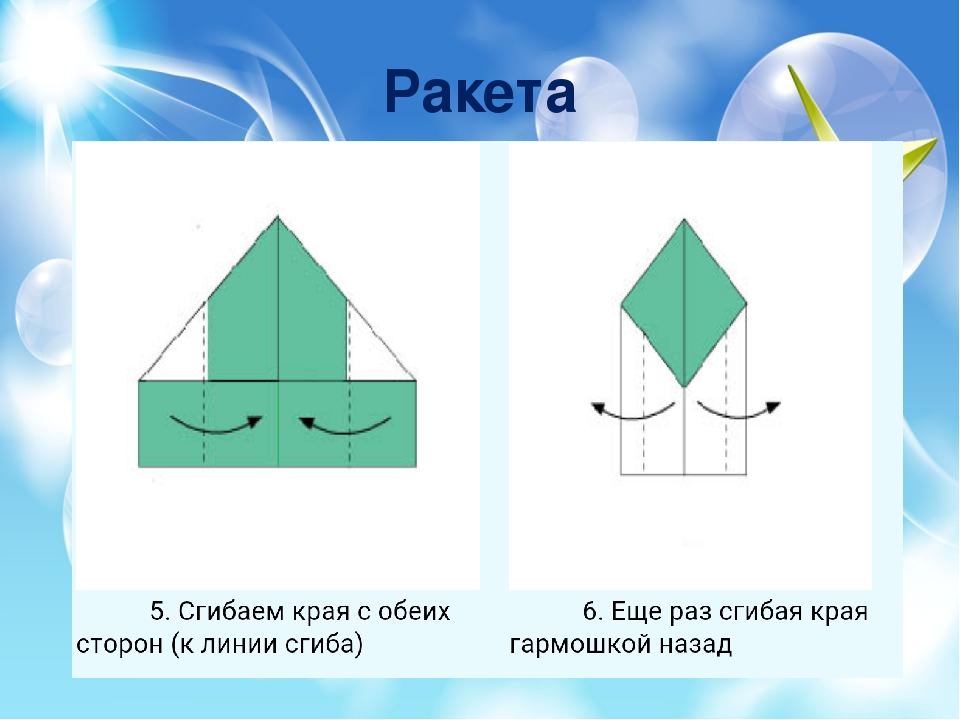 Презинтация по оригами "Пошаговая схема- Ракета"