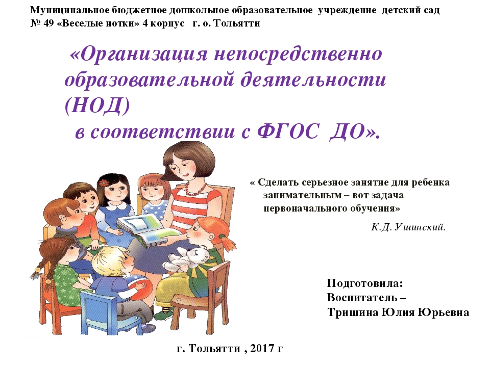 Презентация «Организация непосредственно образовательной деятельности (НОД) в соответствии с ФГОС  ДО».