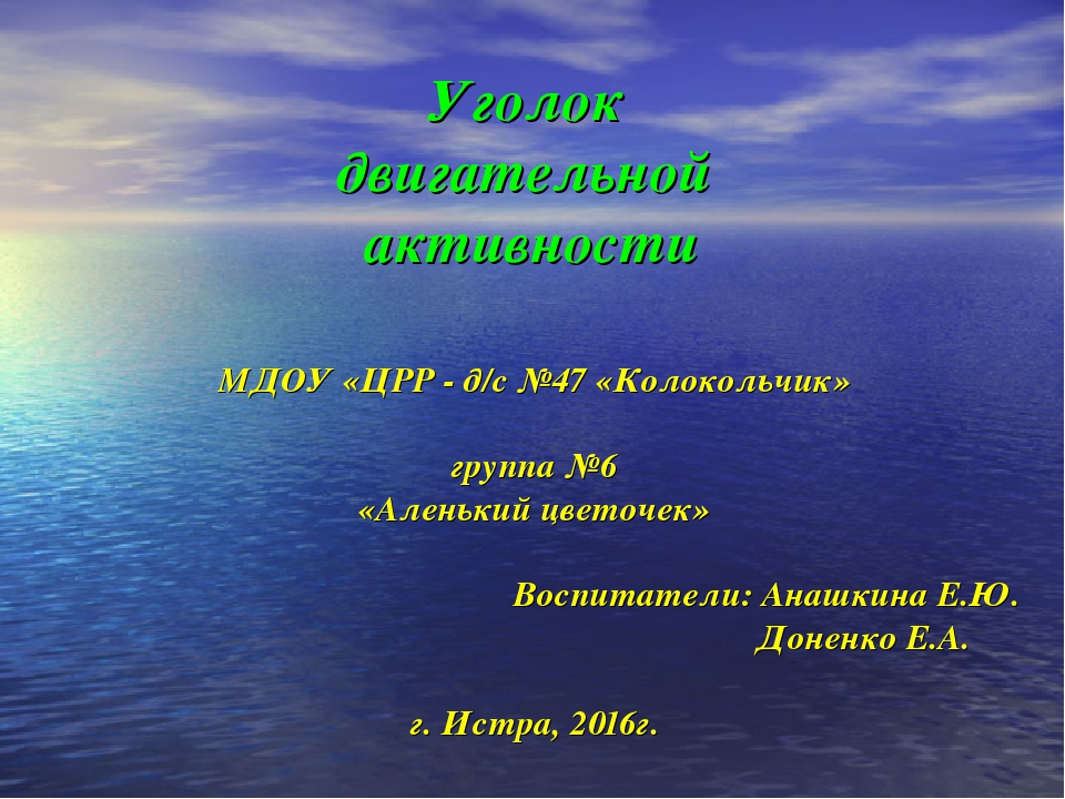 Презентация "Уголок двигательной активности"