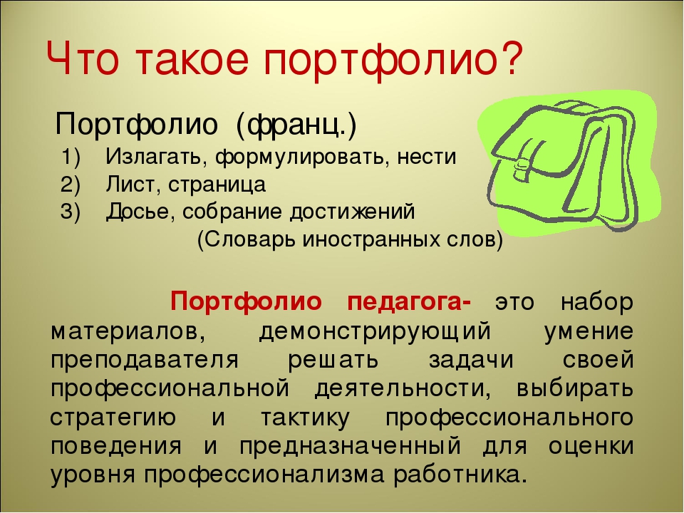 Презентация для педагогов "Структура создания портфолио"