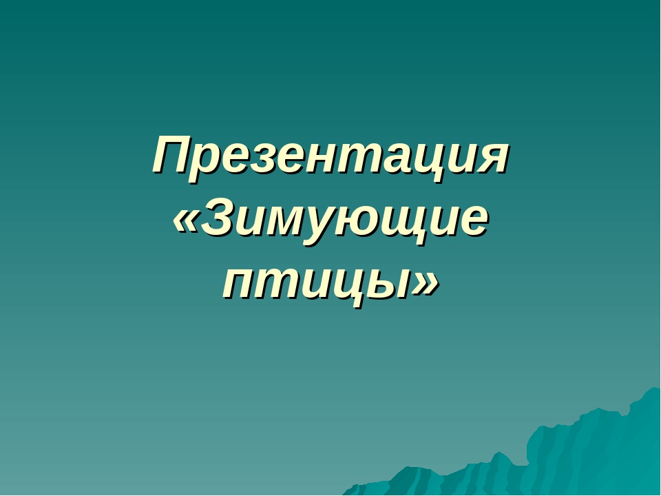 Презентация " Зимующие птицы " Автор: Михайлова Елена Анатольевна Воспитатель МКОУ Касьяновская СОШ ( Детский сад )