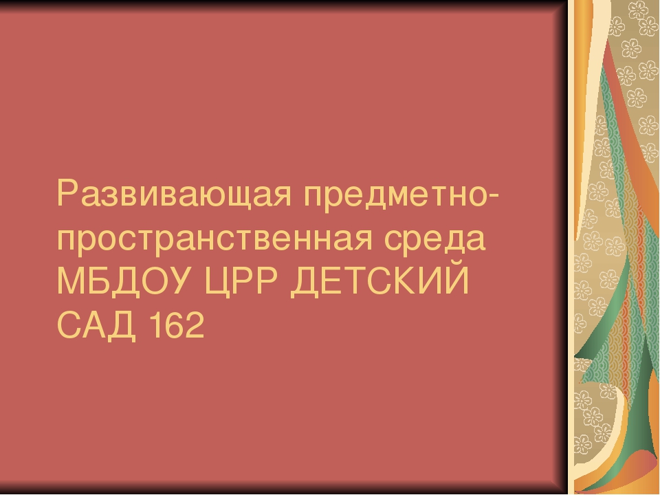 Развивающая предметно - пространственная среда