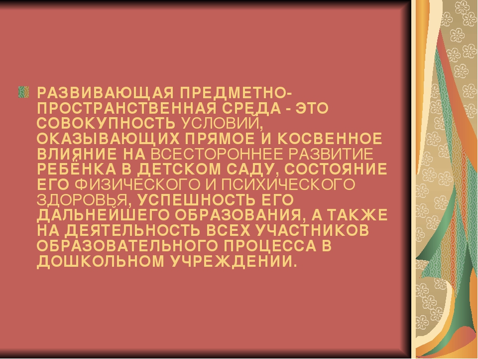 Развивающая предметно - пространственная среда