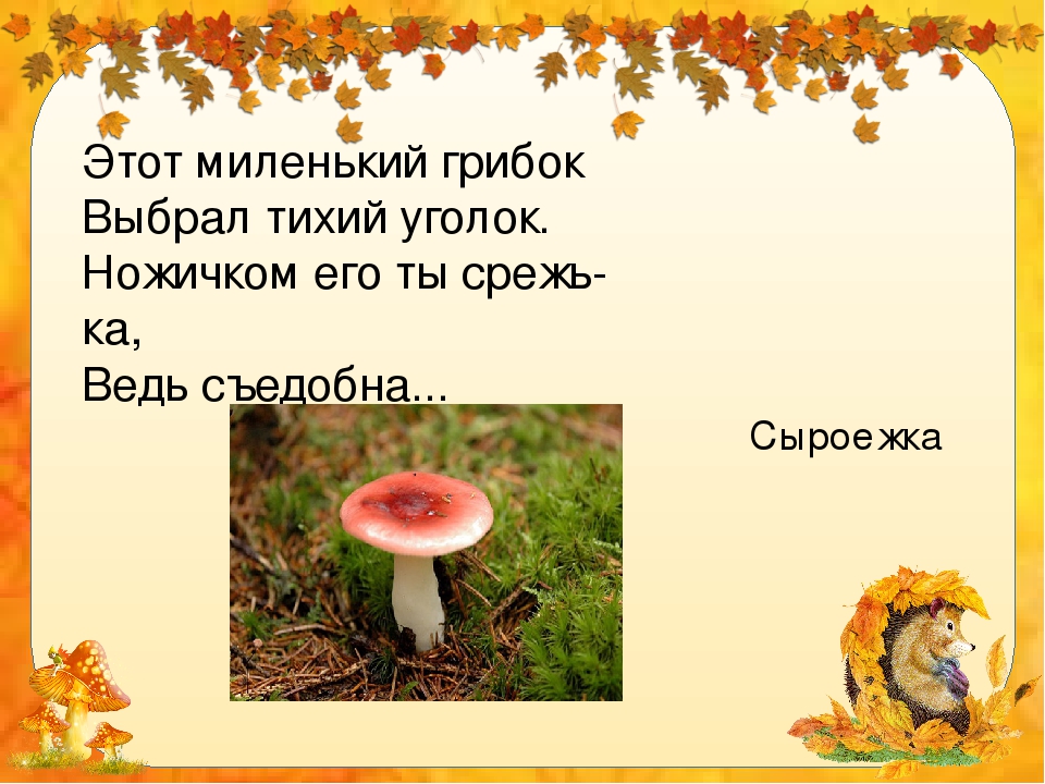 Презентация "Грибы в стихах и картинках"