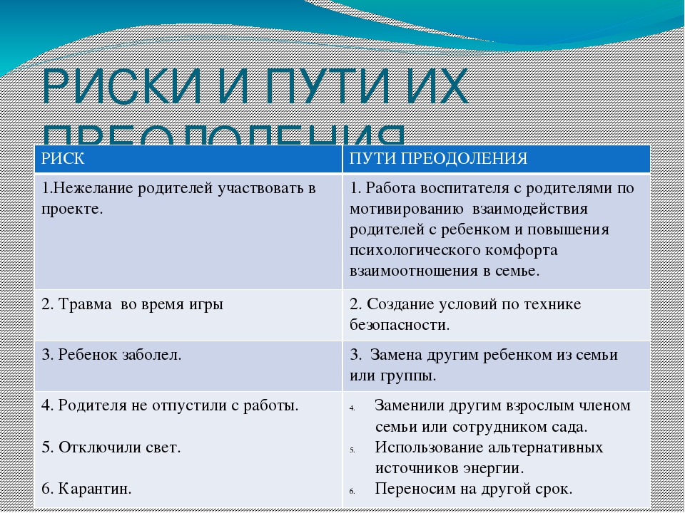 Возможные риски при реализации проекта бизнес план