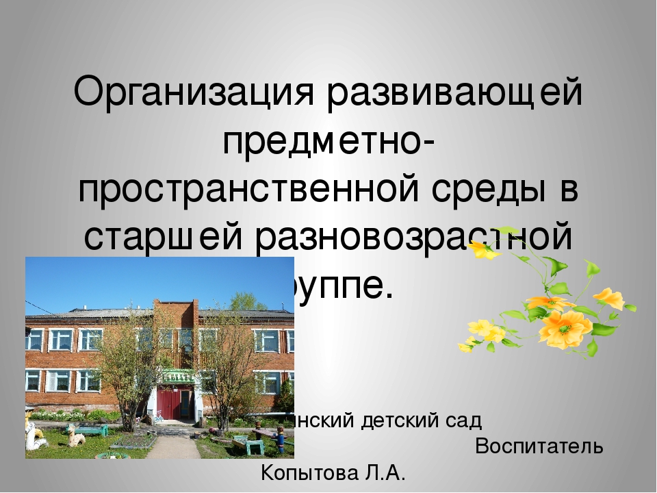 Презентация "Организация развивающей предметно-пространственной среды в соответствии с ФГОС"