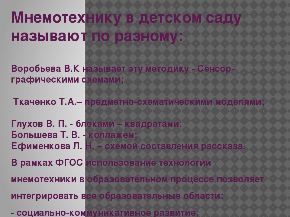 Презентация по теме «Использование технологии «мнемотехника»в образовательном процессе ДОУ