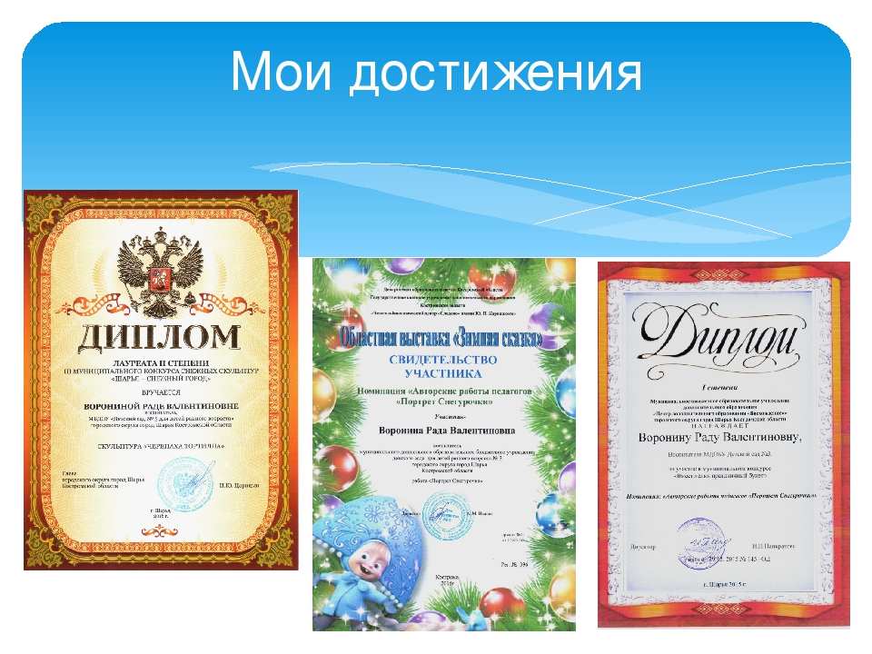 Презентация на тему: "Мои достижения"