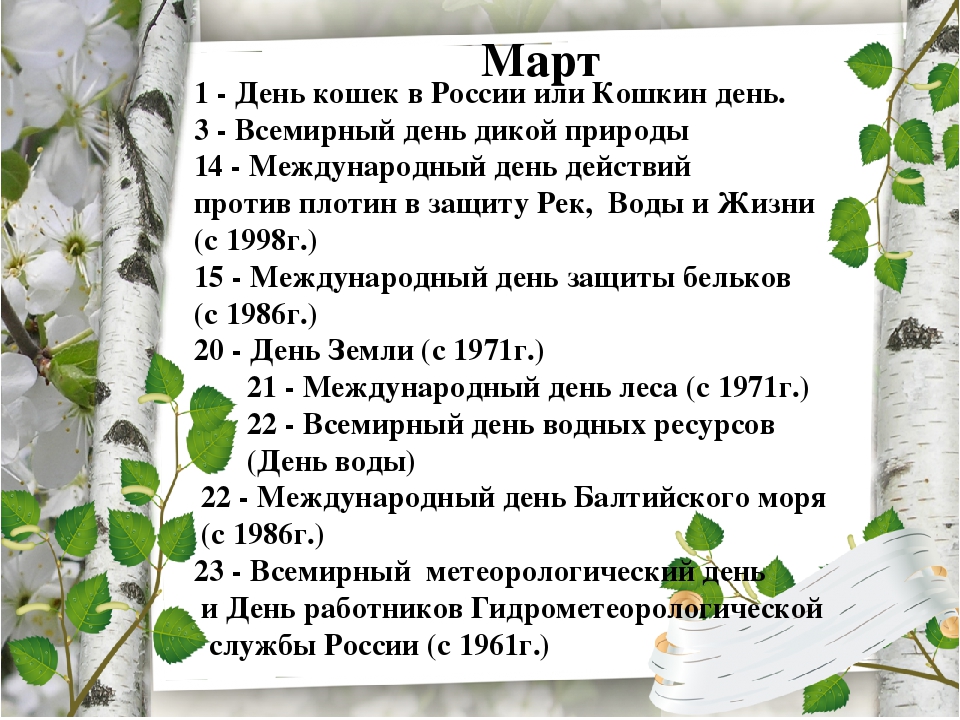 Презентация "Календарь экологических дат".