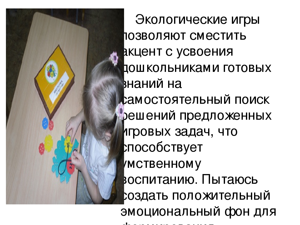 Роль игры в экологическом воспитании детей