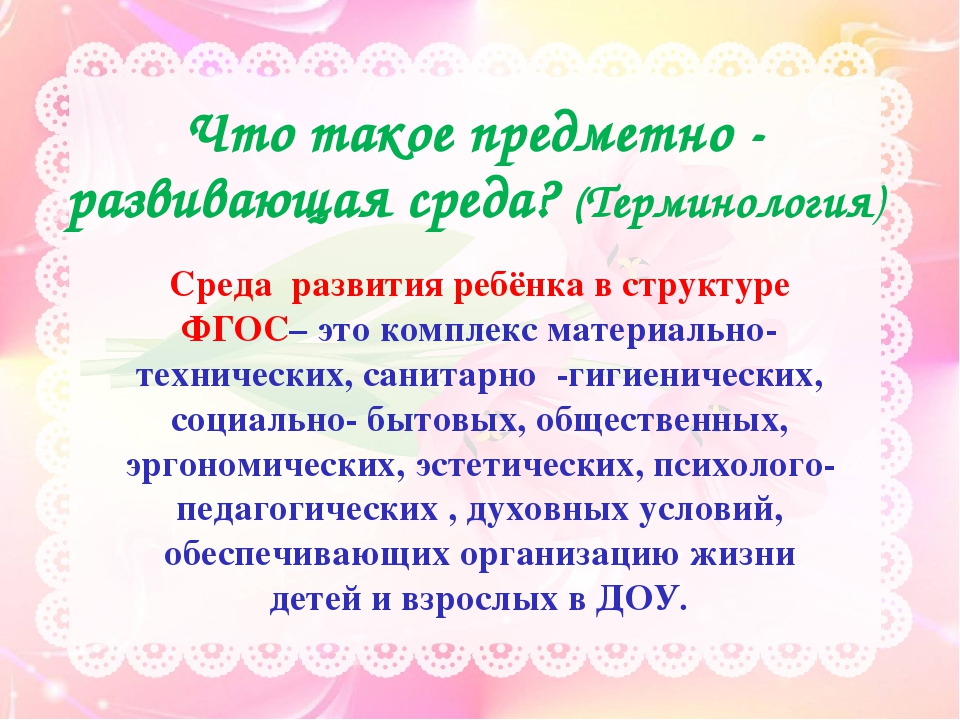 Презентация "Предметно-развивающая среда в детском саду в рамках ФГОС"