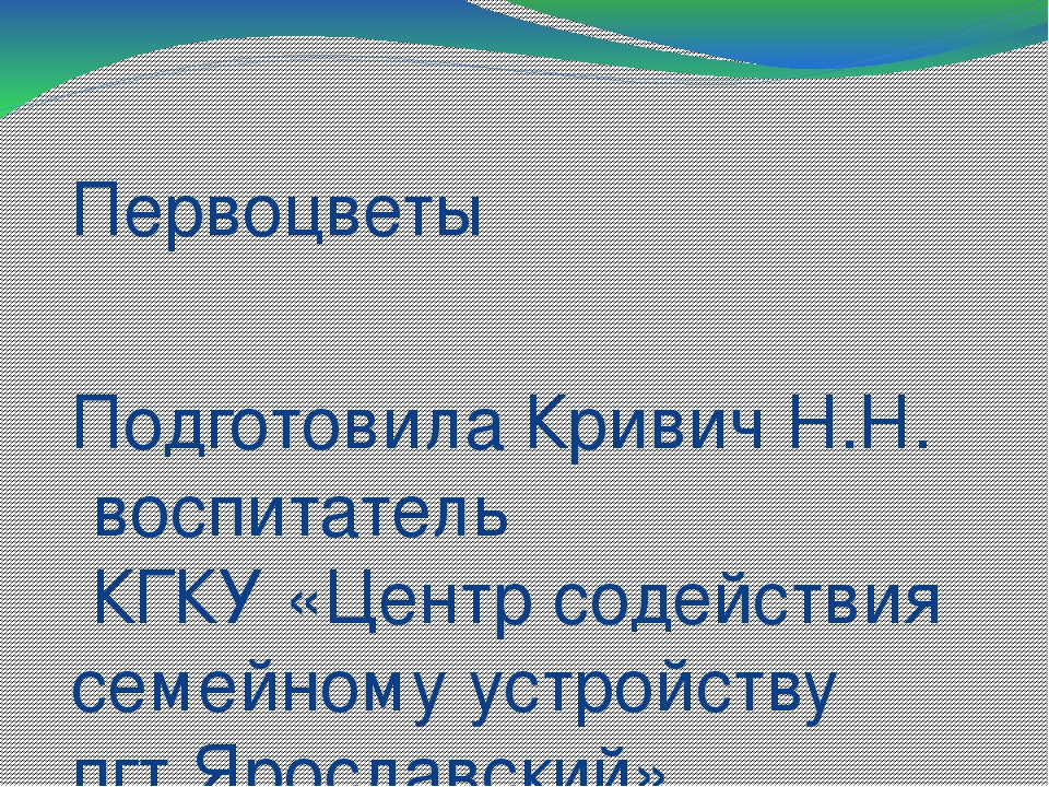 Презентация по теме "Первоцветы"