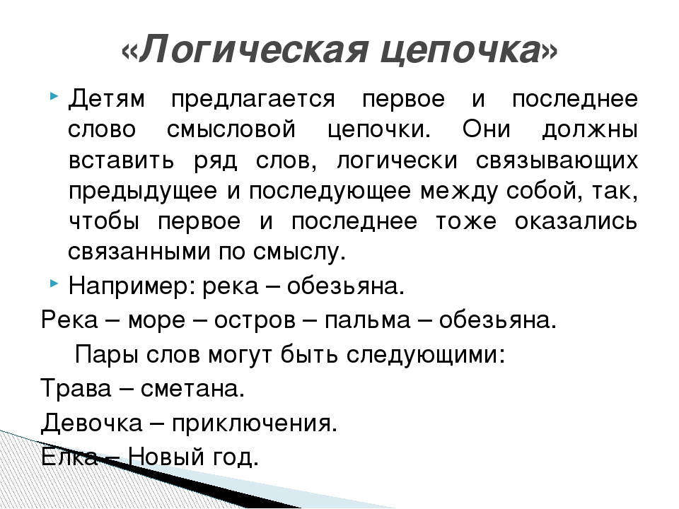 Игры по развитию словесно-логического мышления