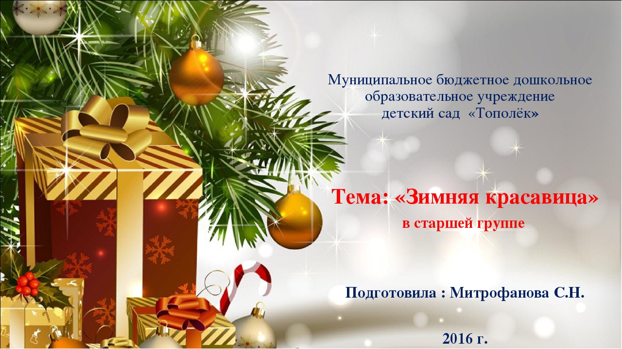 Проект "Зимняя красавица" в старшей группе