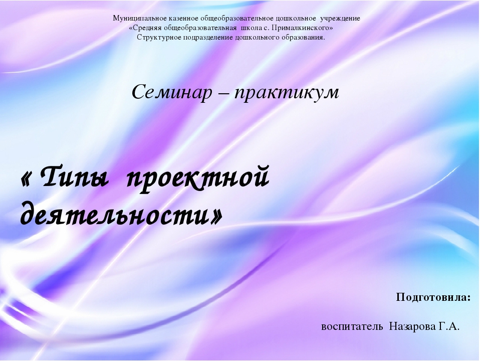 Презентация "Типы проектной деятельности"