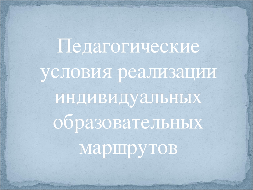 Организация работы по индивидуальному образовательному маршруту