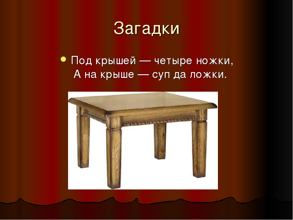 Стол отвечает на вопрос. Загадки на тему мебель. Загадка на тему стол. Загадка про стол для детей. Загадка про стол и стул.