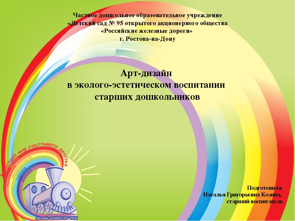 Презентация к докладу "Обобщение опыта работы Детского сада № 95 ОАО "РЖД" г. Ростова-на-Дону по проекту "Арт-дизайн в эколого-эстетическом воспитании дошкольников"