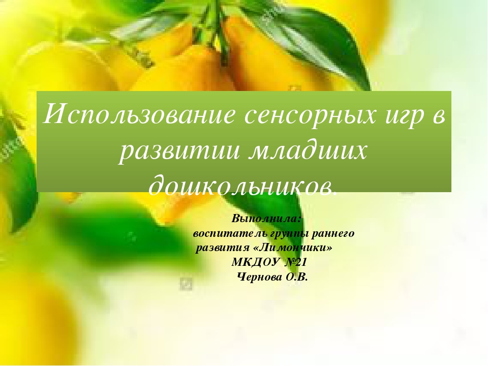 Презентация " Использование сенсорных игр в развитии младших дошкольников"