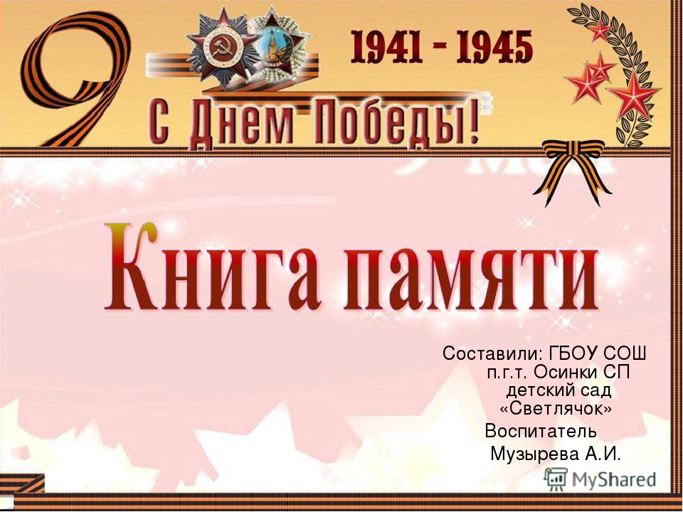 Презентация "Книга памяти"о героях ВОВ