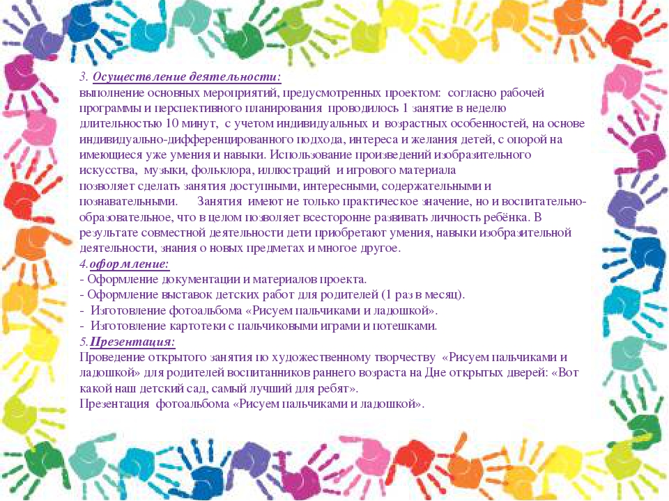 Презентация результатов проектной деятельности в рамках производственной практики по теме: «Рисуем пальчиками и ладошками»