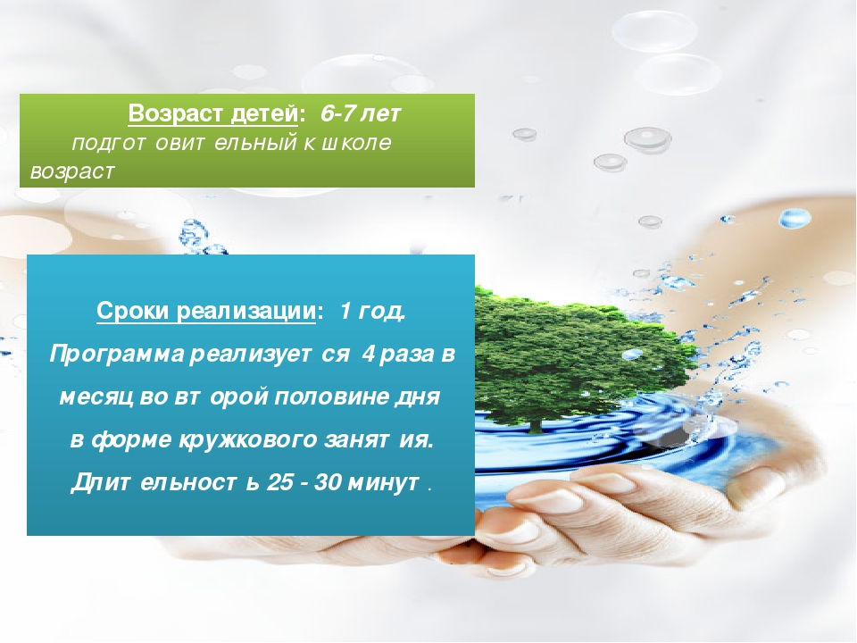 Презентация программы по экологическому образованию дошкольников 6-7 лет. Капелька