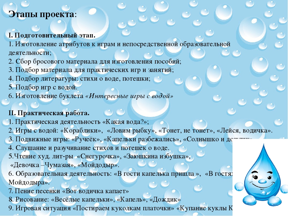 Проектная деятельность на тему :"Вода,водица"