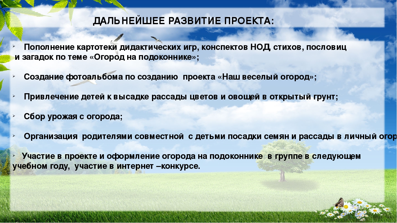 Презентация проекта "Огород на окошке"