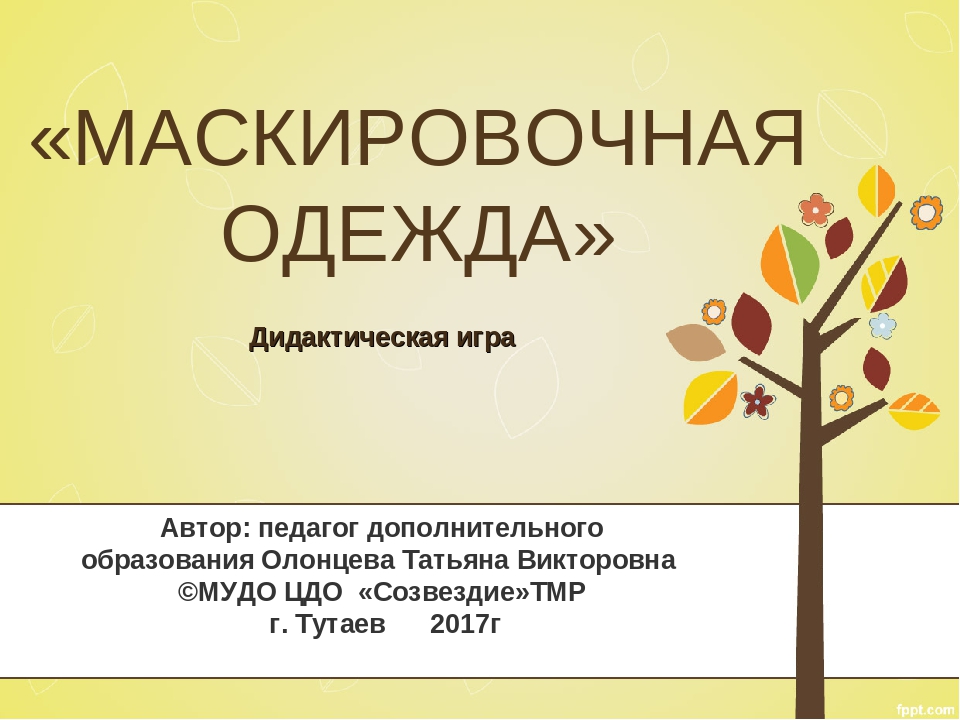 Презентация Дидактическая игра "Маскировочная одежда" (дошкольникам)