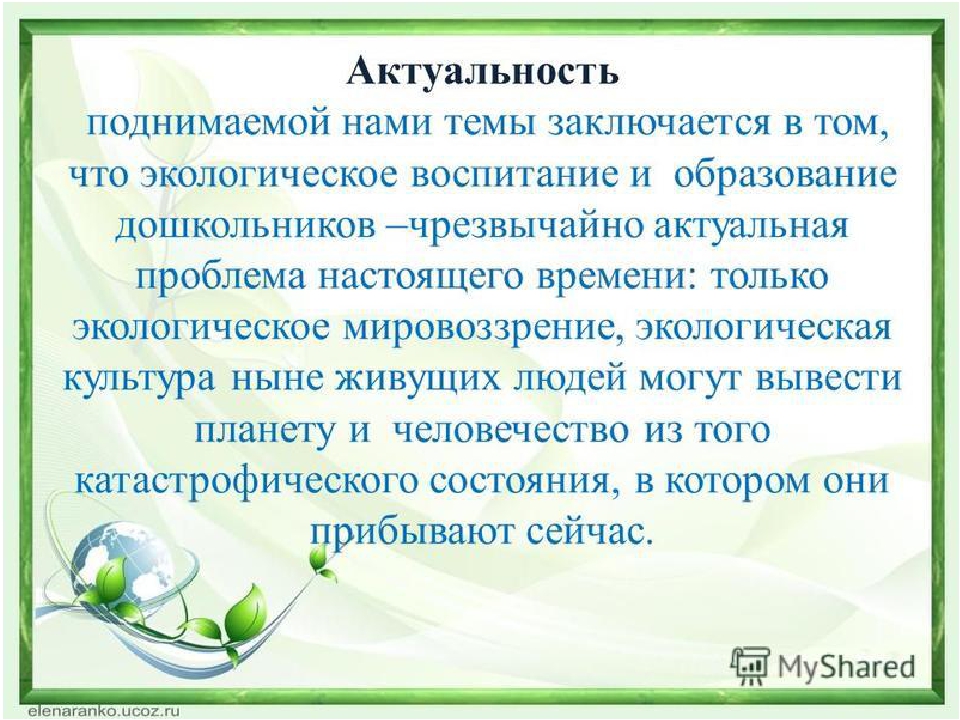 Проект "Экологическое воспитание старших дошкольников"