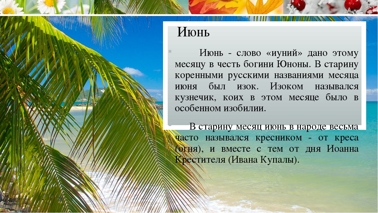 Происхождение названий месяцев в русском языке