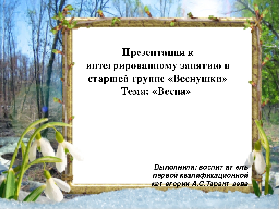 Презентация к занятию в старшей группе "Весна"