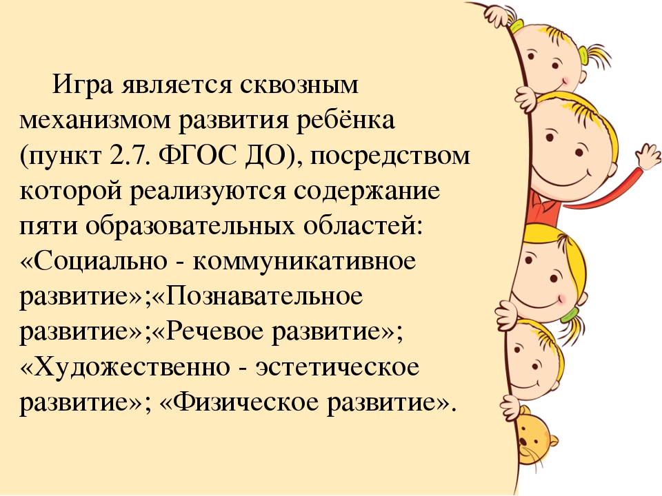 Организации игровой деятельности детей в соответствии с требованиями стандарта дошкольного образования.