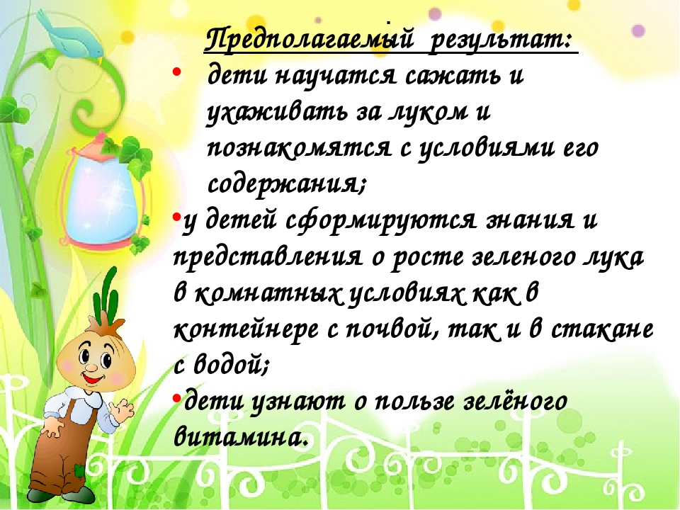 Проект в I младшей группе "Лук - зеленый друг"