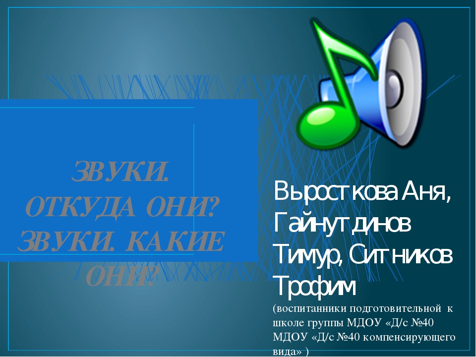 Проект для детей подготовительной к школе группы "Что такое звук, скажи?"