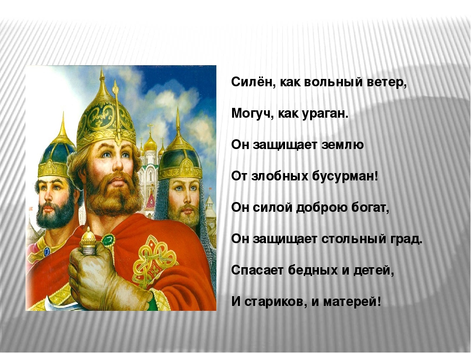 Презентация для детей старшего дошкольного возраста на тему: "Богатыри земли русской"