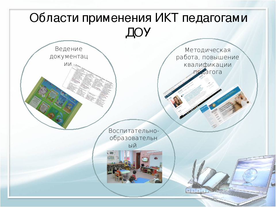 Использование презентации. ИКТ В ДОУ. ИКТ В детском саду ведение документации. Области применения ИКТ. Использование ИКТ В ДОУ.