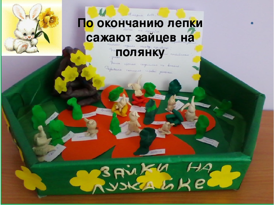 Конспект занятия-презентация "Зайки на лужайке" (младшая группа)
