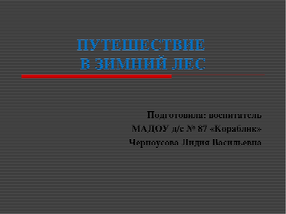 Презентация "Путешествие в зимний лес"