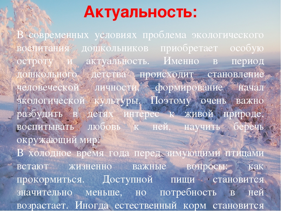 Презенация экологического проекта в младшей группе "Покормим птиц зимой"