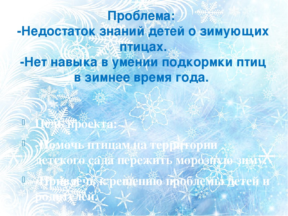 Презенация экологического проекта в младшей группе "Покормим птиц зимой"