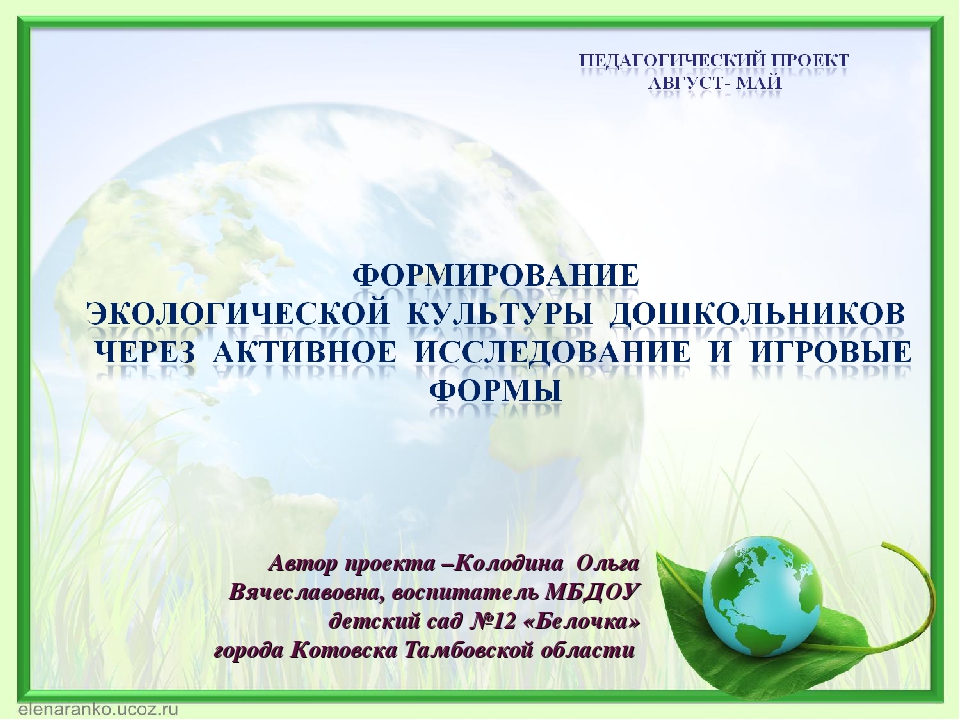 Формирование экологической культуры дошкольников через активное исследование и игровые формы