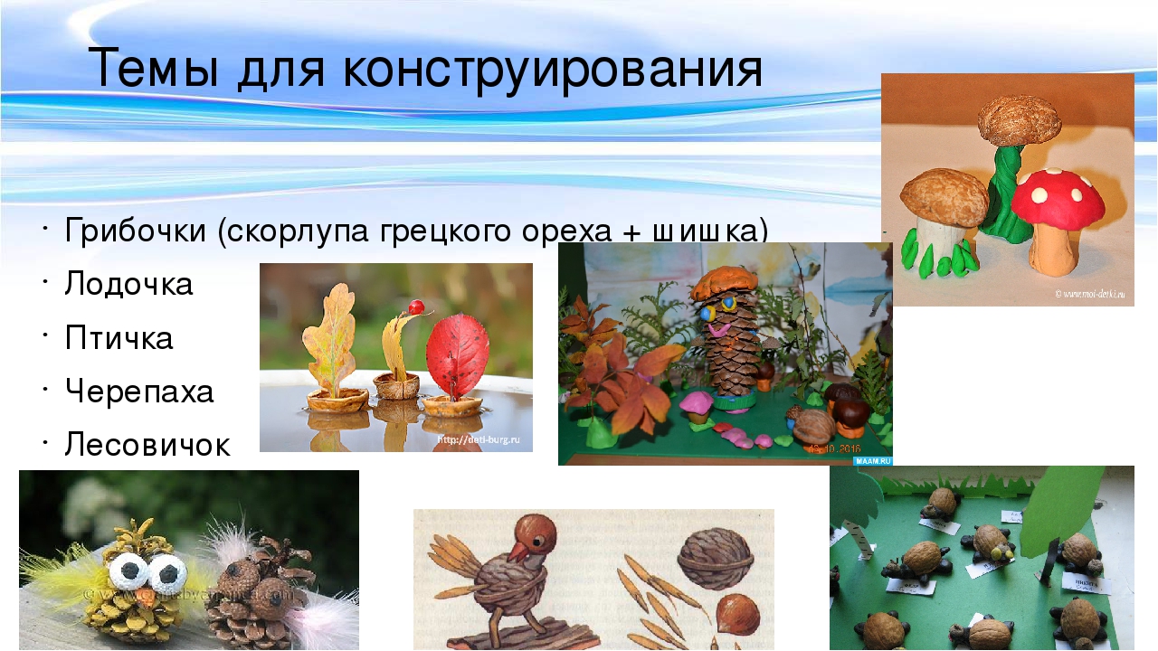 Презентация для урока по МДК 02.03 Теоретические и методические основы организации продуктивных видов деятельности детей дошкольного возраста "Конструирование из природного материала"