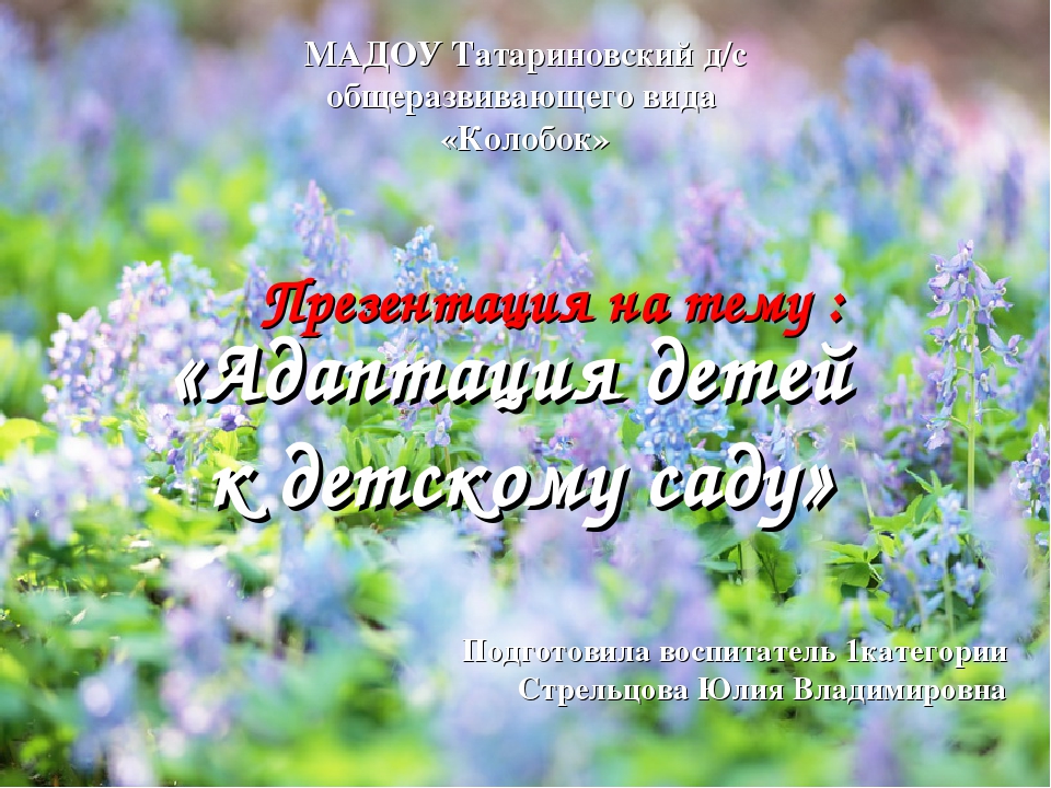 Презентация "Адаптация детей к детскому саду".
